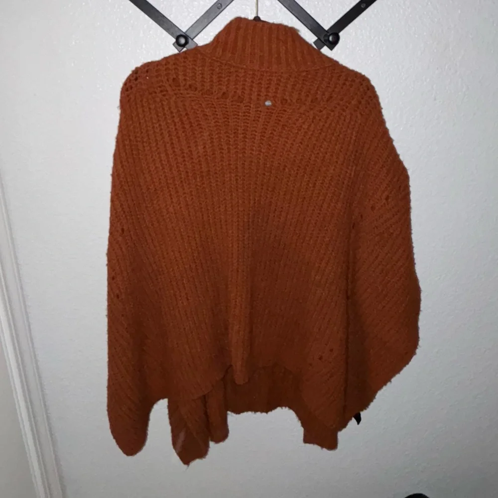 Anthropologie Rust Knit Poncho Turtleneck Sweater Cozy Oversized Fall Boho - Picture 2 of 4